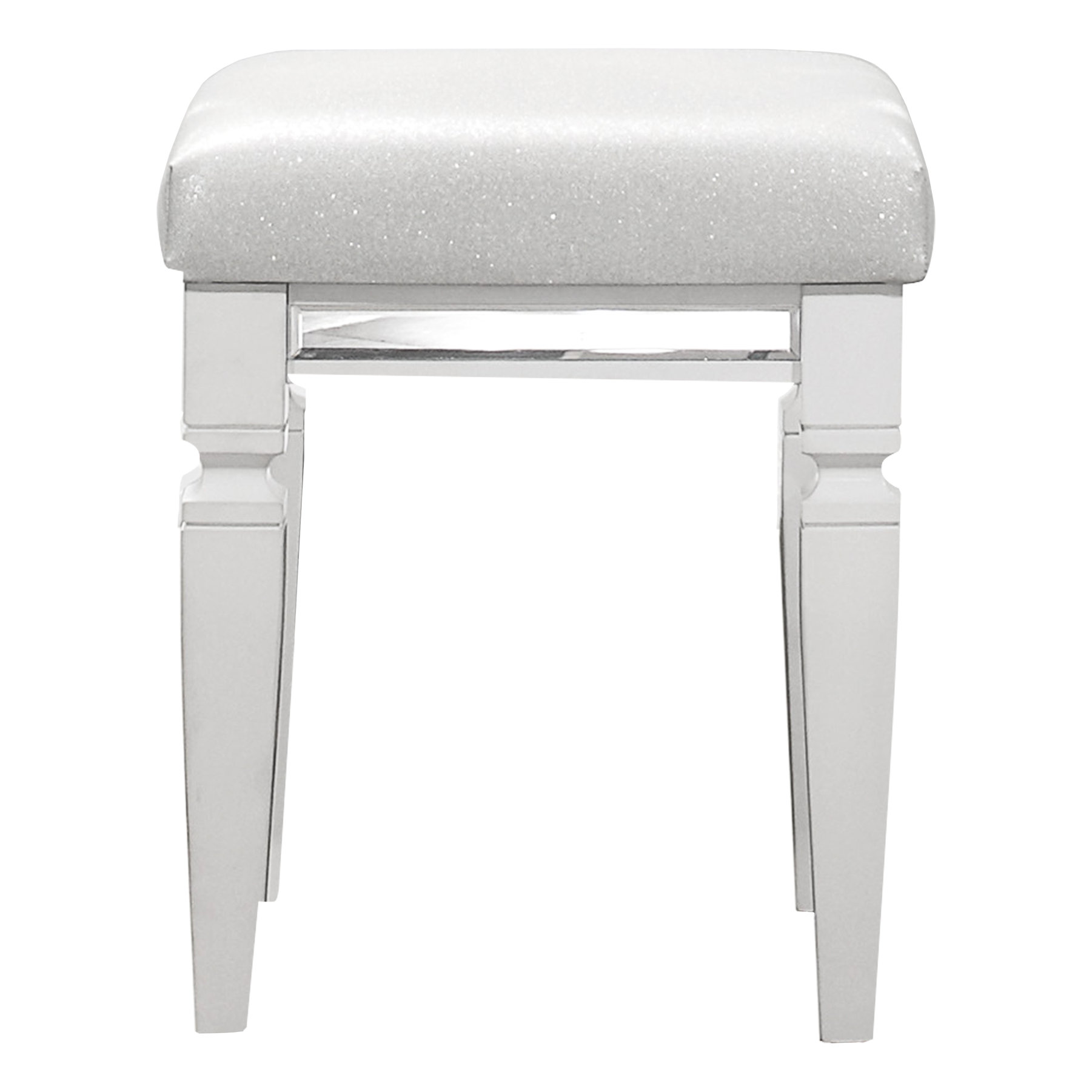 Charlton Home® White Modern Vanity Stool Featuring Faux Leather And